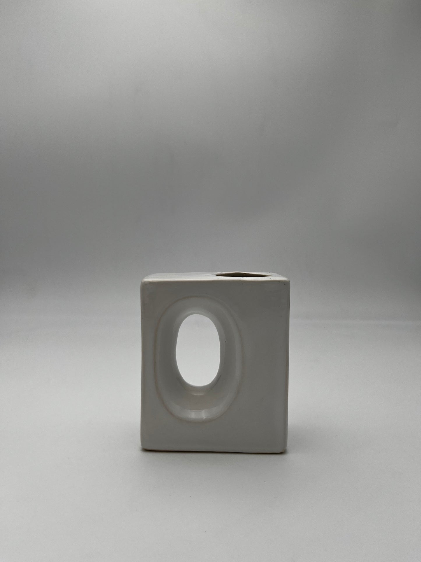 Vase rectangulaire céramique Blanc, design italien, 70