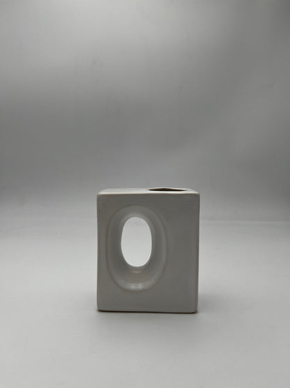 Vase rectangulaire céramique Blanc, design italien, 70