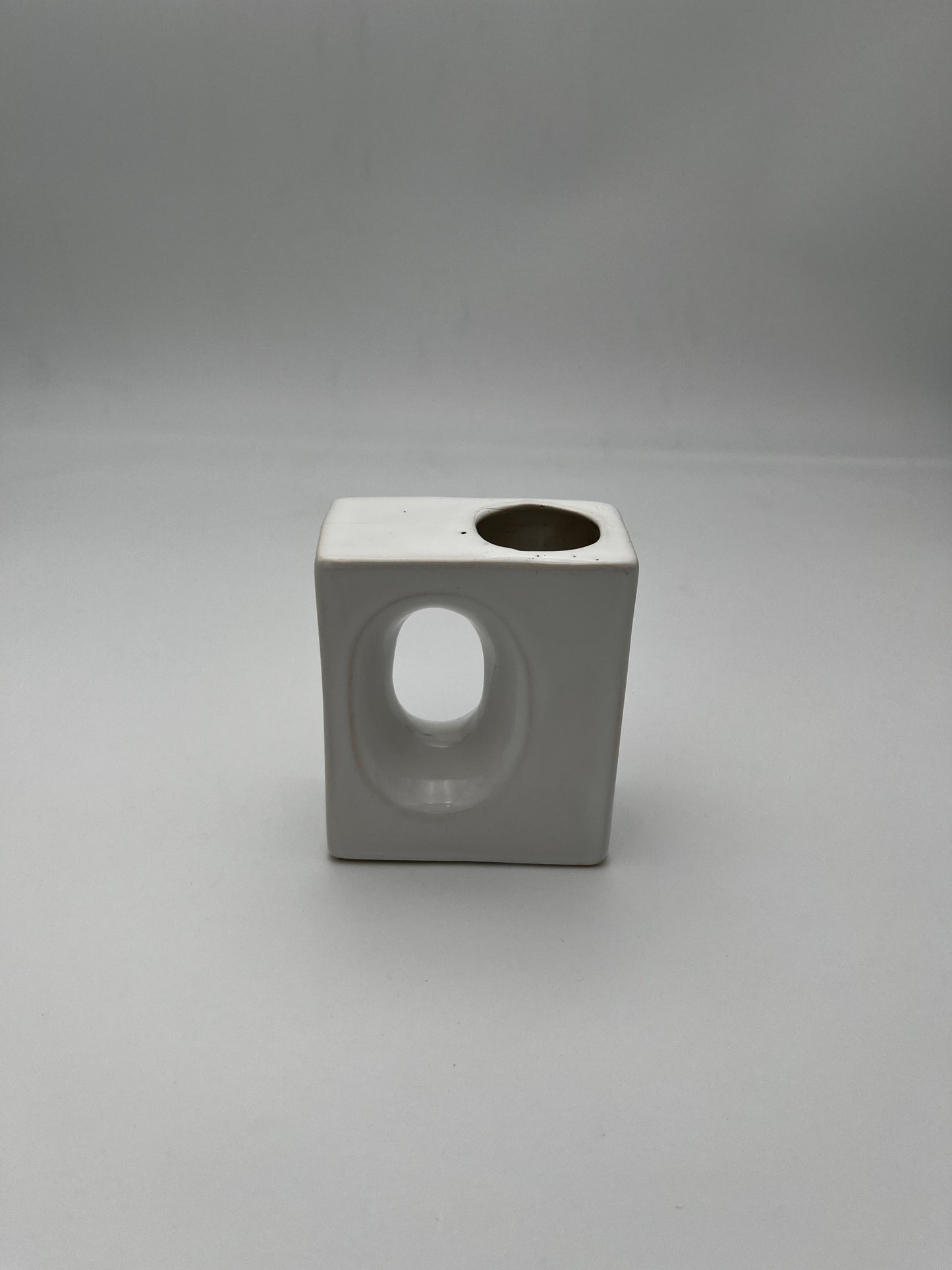 Vase rectangulaire céramique Blanc, design italien, 70