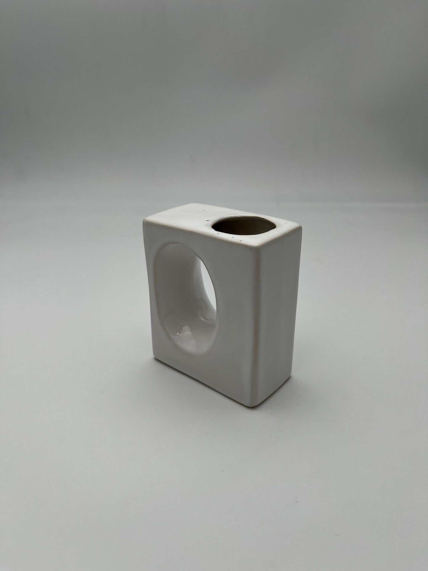 Vase rectangulaire céramique Blanc, design italien, 70