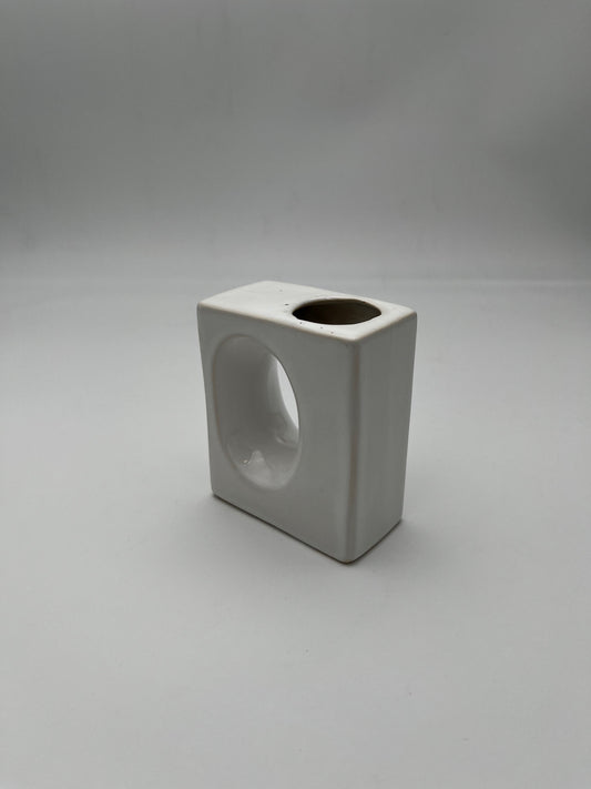 Vase rectangulaire céramique Blanc, design italien, 70