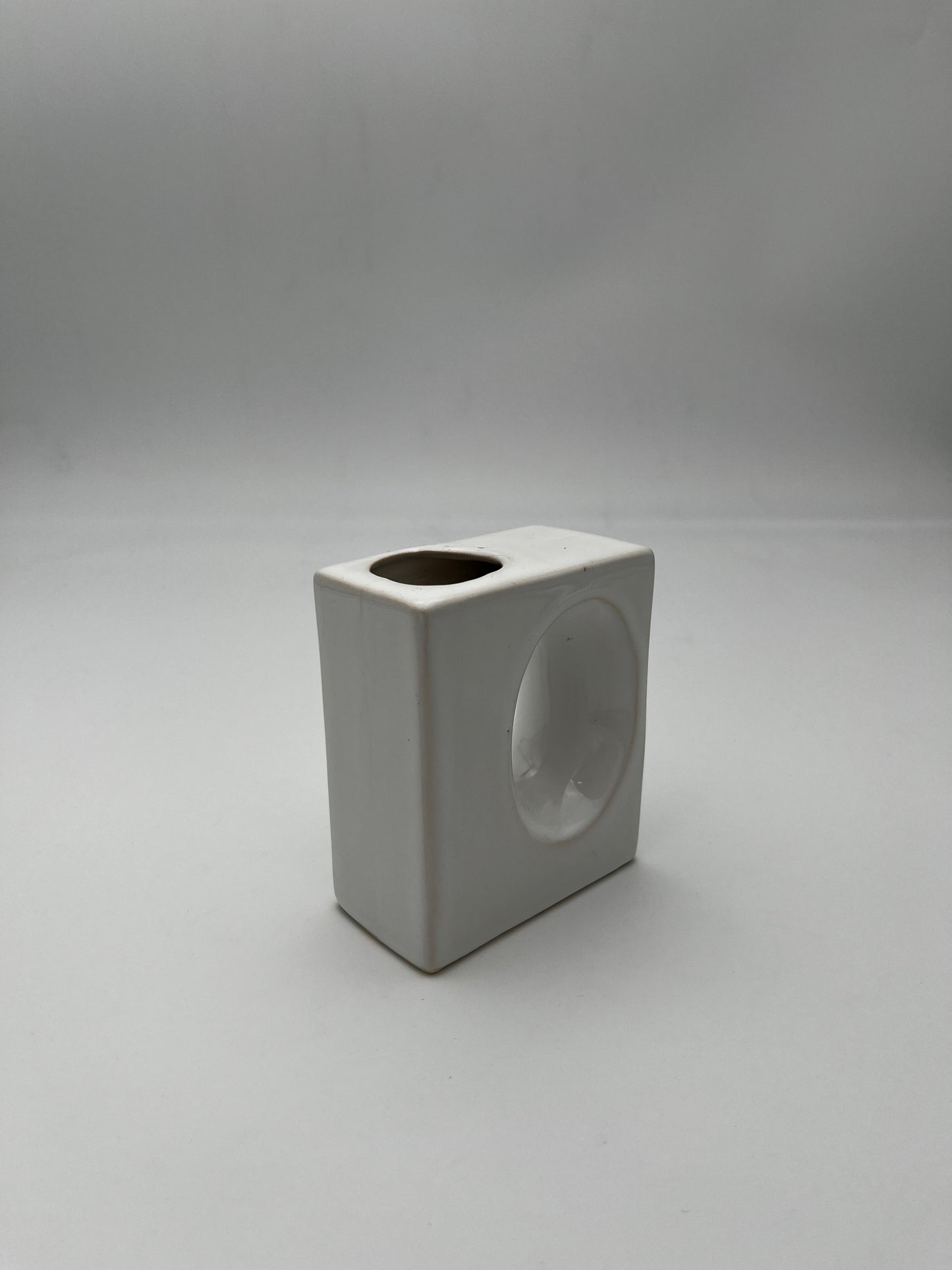 Vase rectangulaire céramique Blanc, design italien, 70