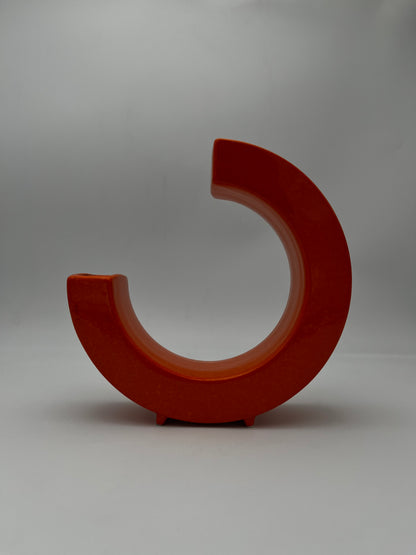 Vase Céramique Moon Orange, Roberto Rigon, Bertoncello, Italie, 70s