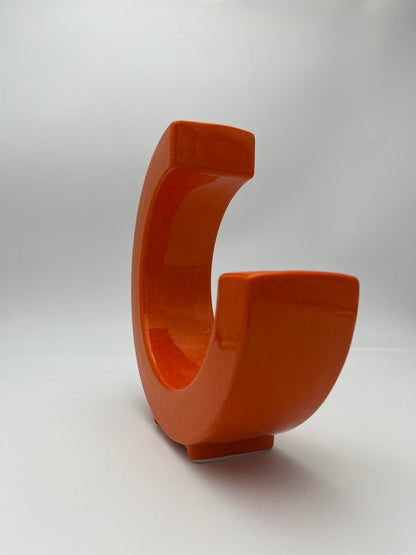 Vase Céramique Moon Orange, Roberto Rigon, Bertoncello, Italie, 70s