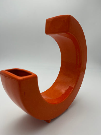 Vase Céramique Moon Orange, Roberto Rigon, Bertoncello, Italie, 70s