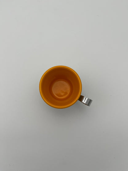 Tasses à Café Ocre Céramique et Inox, Inoxriv, Italie, 1970