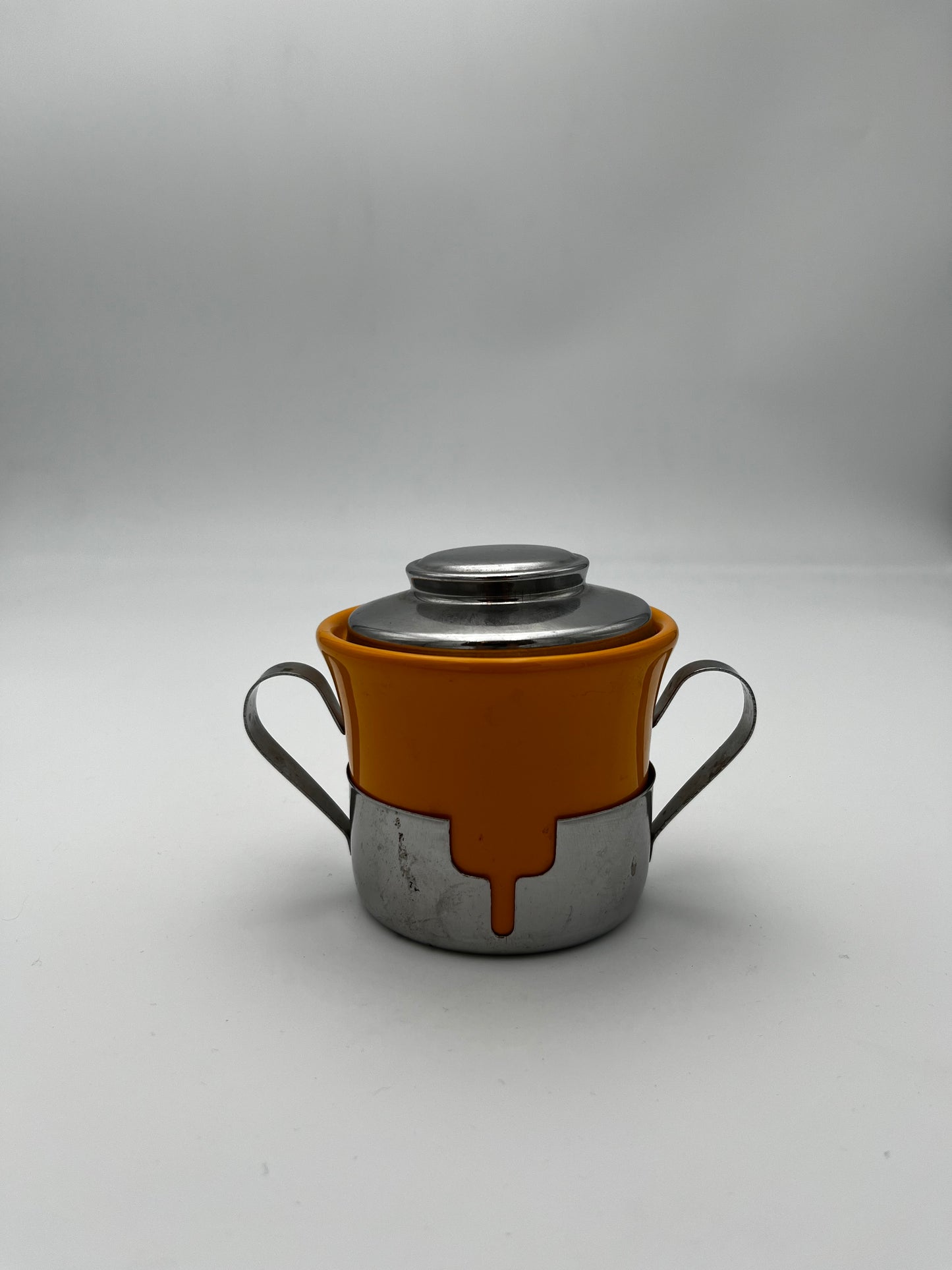 Tasses à Café Ocre Céramique et Inox, Inoxriv, Italie, 1970