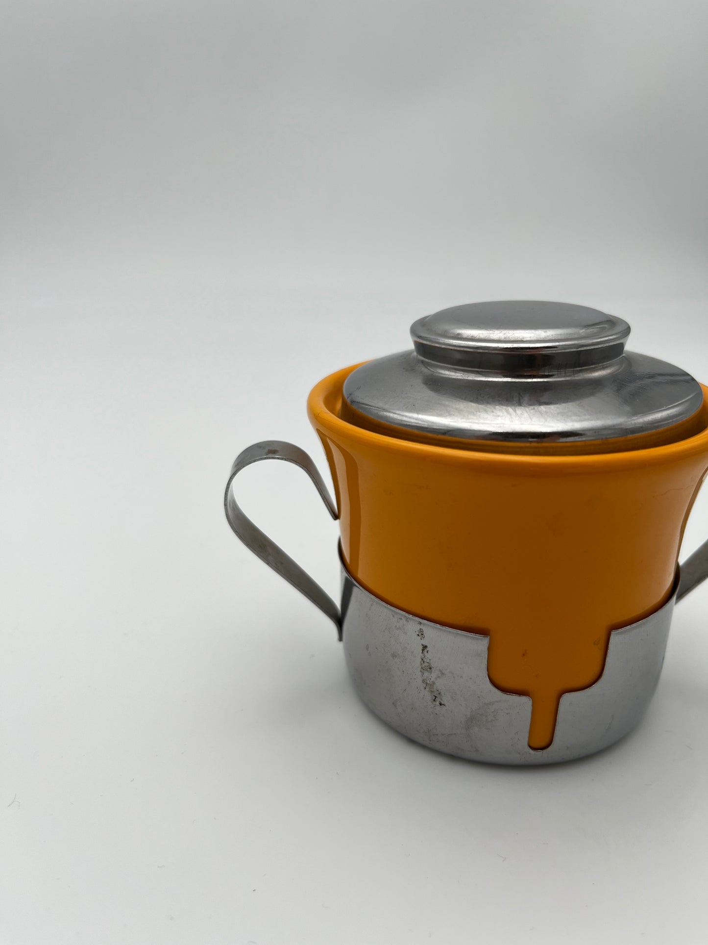 Tasses à Café Ocre Céramique et Inox, Inoxriv, Italie, 1970