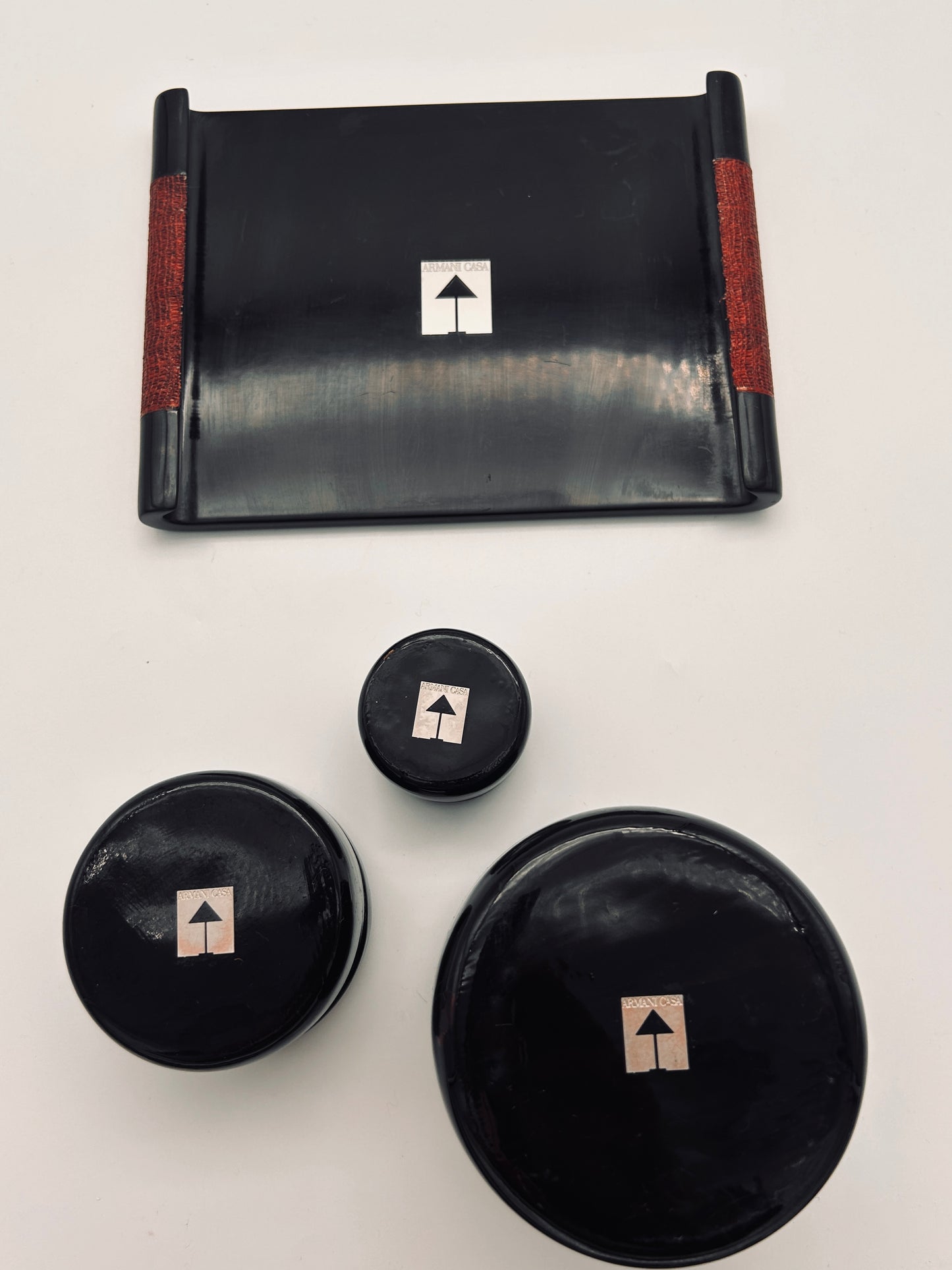 Boîtes en laque et plateau noirs, Armani Casa, 2000s