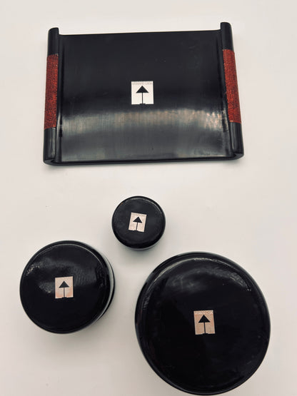 Boîtes en laque et plateau noirs, Armani Casa, 2000s