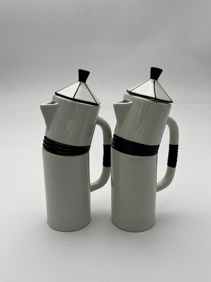 Set à Café Blanc et Noir Dalla Gassa Marco, 1980, Italie