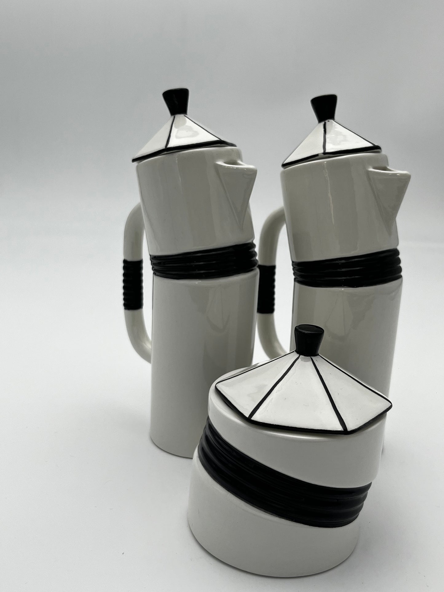 Set à Café Blanc et Noir Dalla Gassa Marco, 1980, Italie