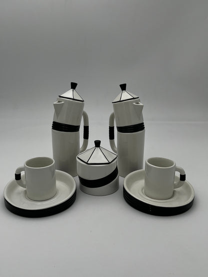 Set à Café Blanc et Noir Dalla Gassa Marco, 1980, Italie