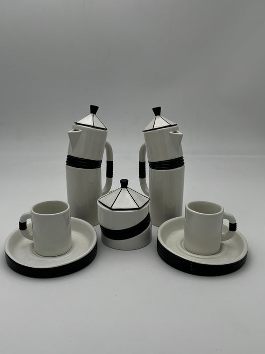 Set à Café Blanc et Noir Dalla Gassa Marco, 1980, Italie