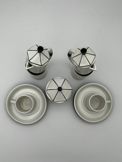 Set à Café Blanc et Noir Dalla Gassa Marco, 1980, Italie