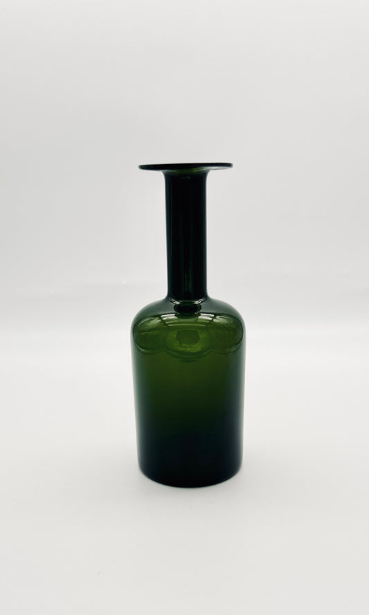 Vase en verre vert, Otto Brauer, Holmegaard, 60s
