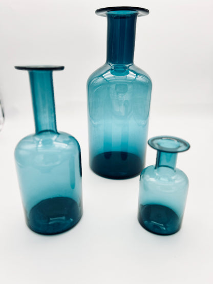 Vase en verre bleu, Otto Brauer, Holmegaard, 60s