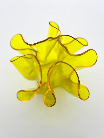 Vase mouchoir jaune, Guzzini, Luigi Massoni, 70s
