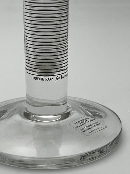 Soliflore Verre Transparent Rayures, EGIZIA, Italie 80s