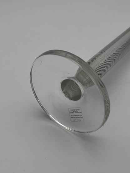 Soliflore Verre Transparent Rayures, EGIZIA, Italie 80s
