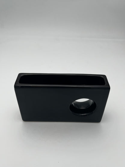 Vase céramique noir moderniste, design italien, années 70