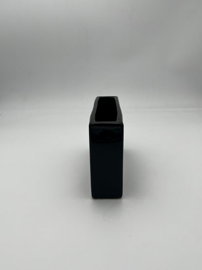Vase céramique noir moderniste, design italien, années 70