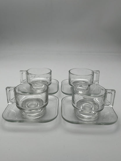 Tasses à Café en verre, Joe Colombo, Arno Italora, Italie 60s