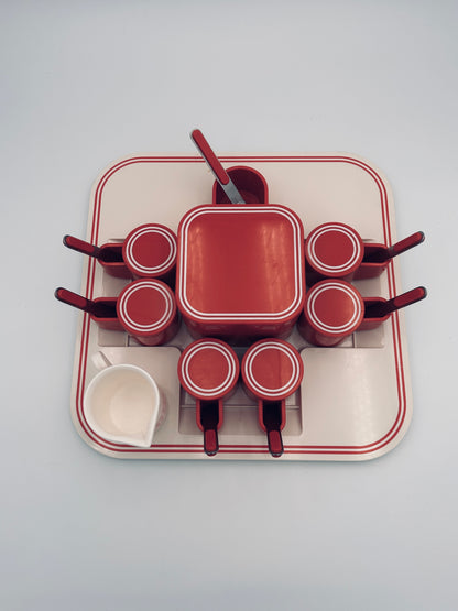 Service à café space age rouge, Pino Spagnolo, Biesse, 70s