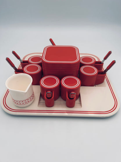 Service à café space age rouge, Pino Spagnolo, Biesse, 70s