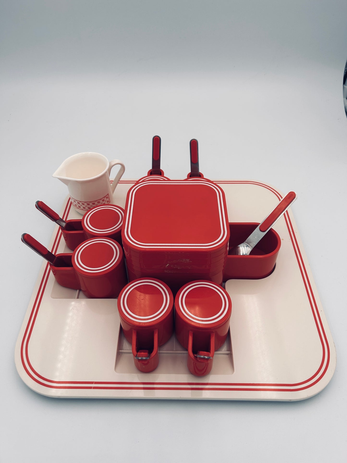 Service à café space age rouge, Pino Spagnolo, Biesse, 70s