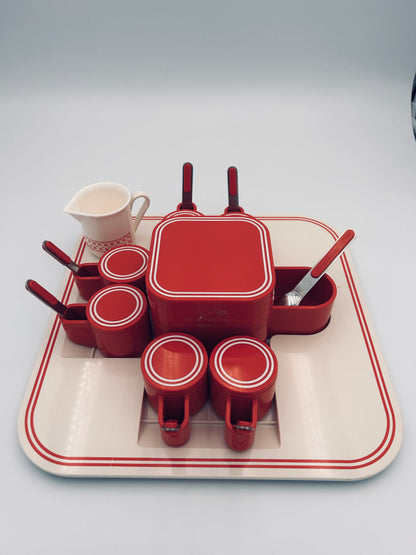 Service à café space age rouge, Pino Spagnolo, Biesse, 70s