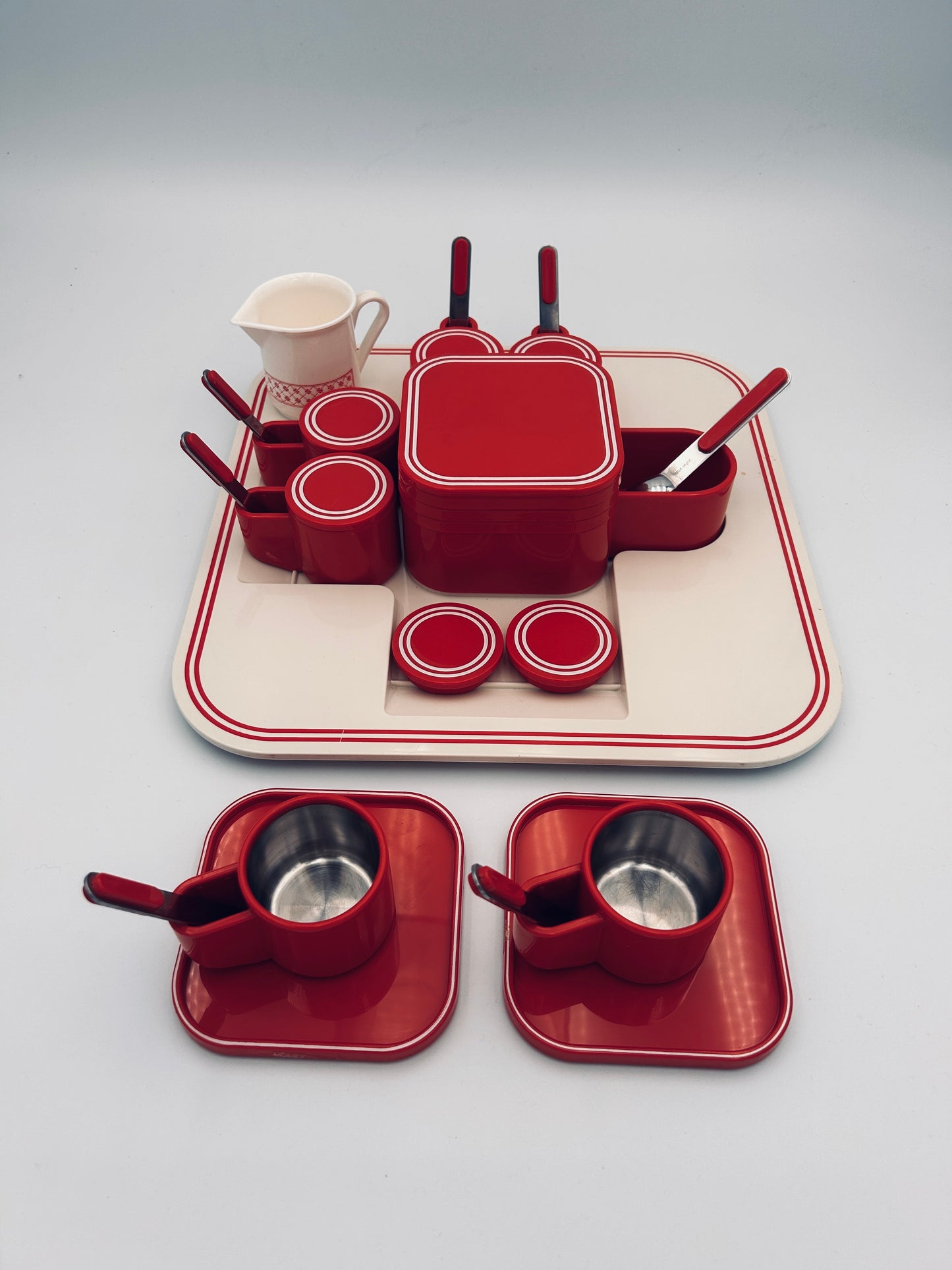 Service à café space age rouge, Pino Spagnolo, Biesse, 70s
