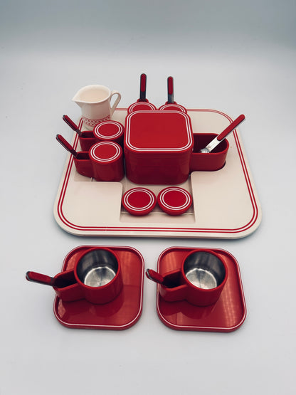 Service à café space age rouge, Pino Spagnolo, Biesse, 70s