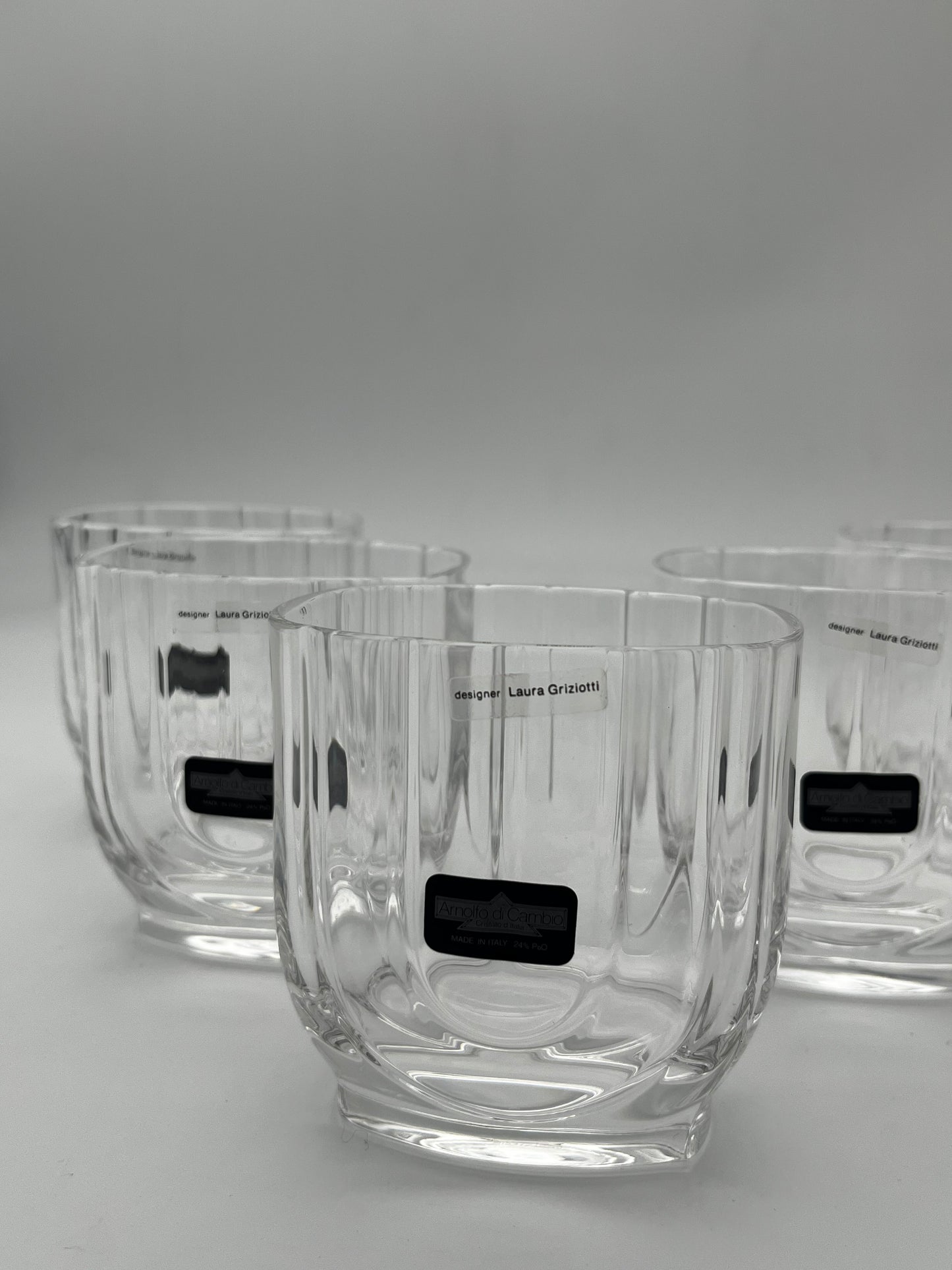 Verres à whisky rocks ,cristal Arnolfo di Cambio, Laura Griziotti, Italie, 80s