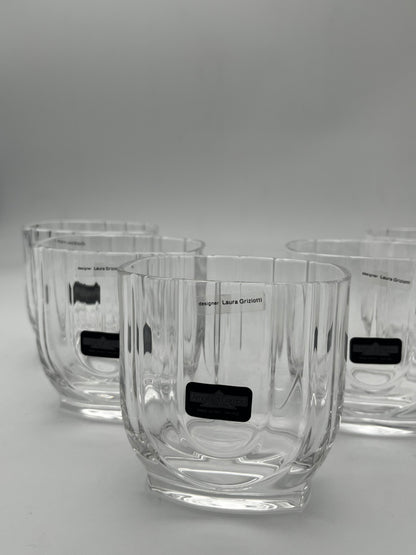 Verres à whisky rocks ,cristal Arnolfo di Cambio, Laura Griziotti, Italie, 80s