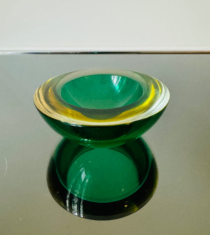 Cendrier verre de murano vert, Veronese Seguso, Italie, 70s