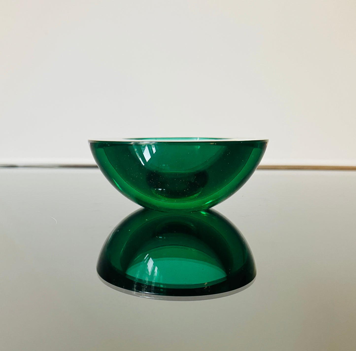 Cendrier verre de murano vert, Veronese Seguso, Italie, 70s
