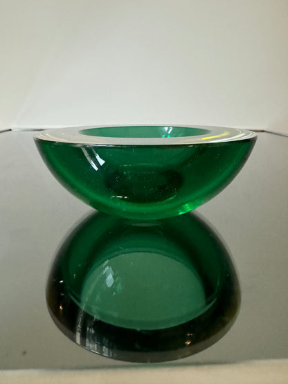 Cendrier verre de murano vert, Veronese Seguso, Italie, 70s