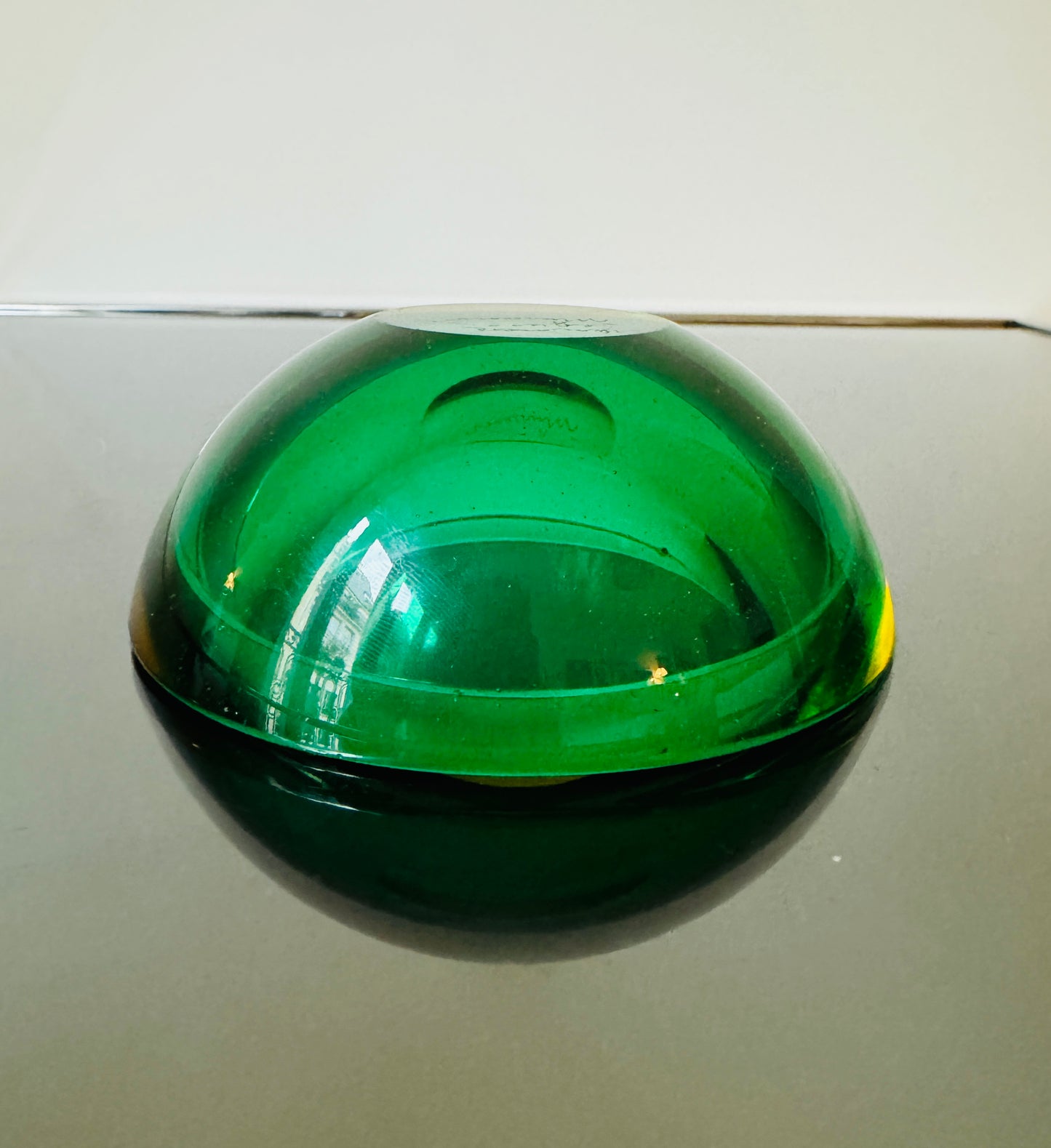 Cendrier verre de murano vert, Veronese Seguso, Italie, 70s