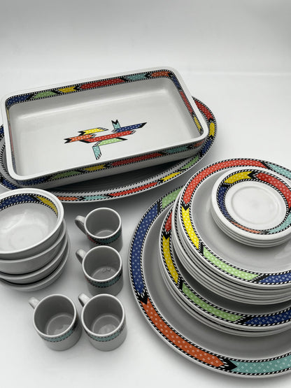 Ensemble en céramique graphique memphis, 'Idea' Mancioli, 80s