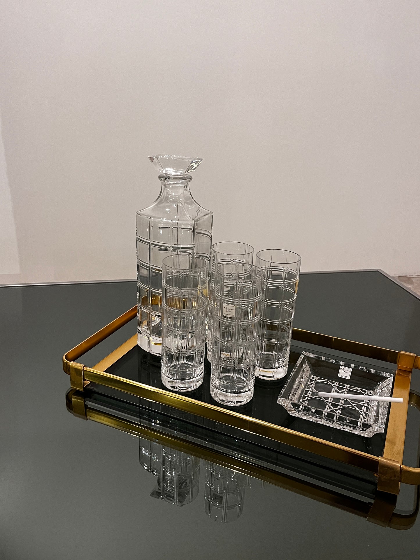 Verres long drink Cristal DIOR série Ecosse, 70-80s