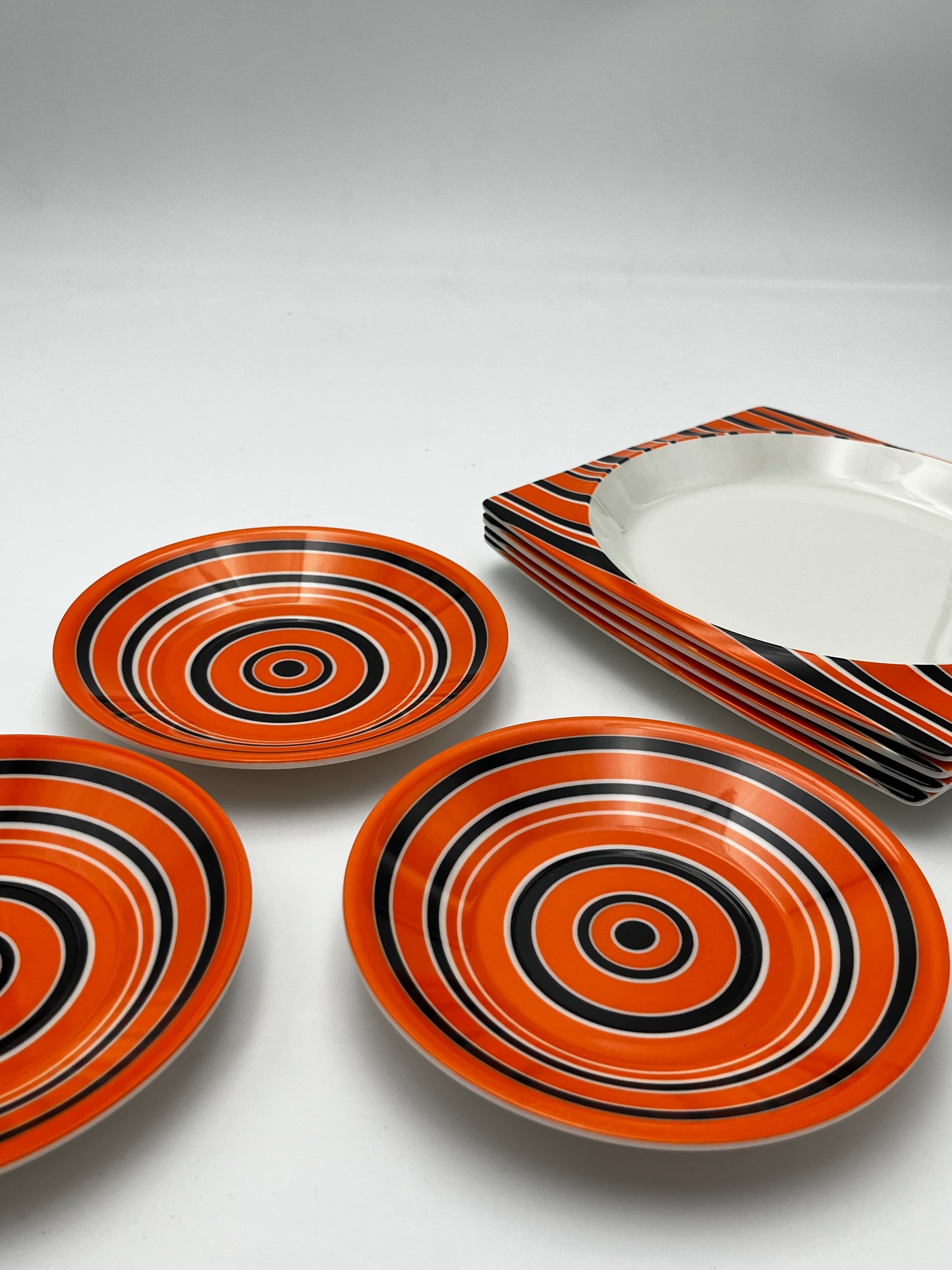 Assiettes à Rayures Ornamin, Slany, Finlande, 70s