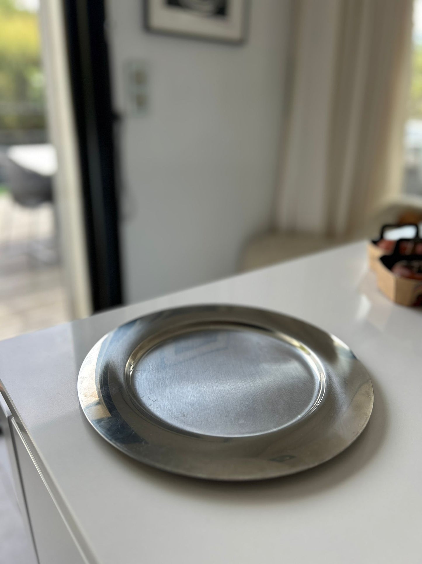 Set d'assiettes en acier poli, Stelton, Denmark, 70s